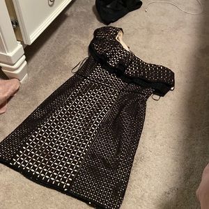 Black tan underneath, one shoulder dress